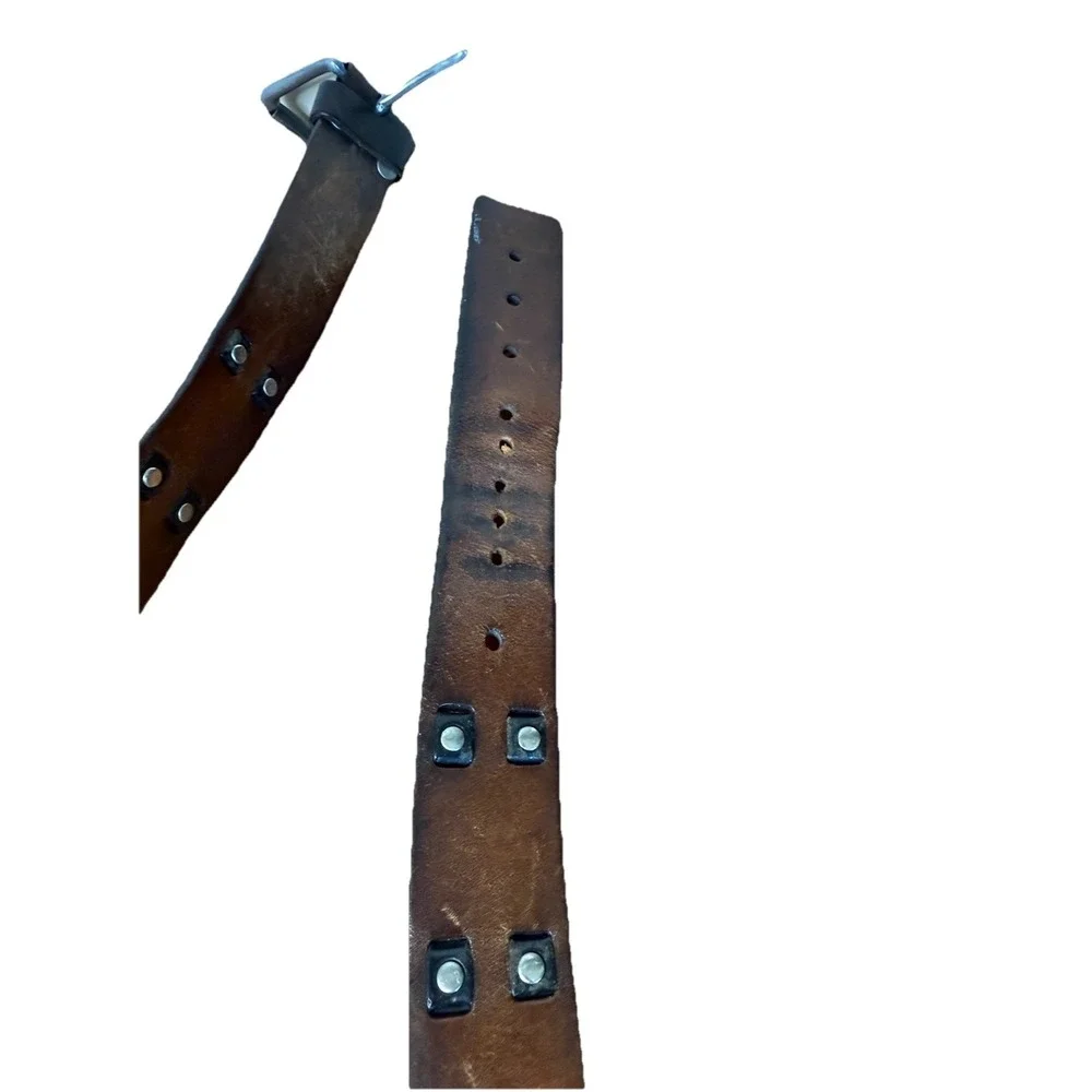 Vintage Mens leather belt studded leather 44
